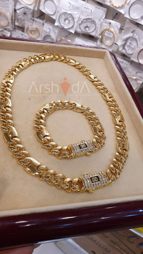 ست گردنبند و دستبند موناکوچین وارداتی آبکاری طلا ۱۸ عیار و نانو پولیش تک