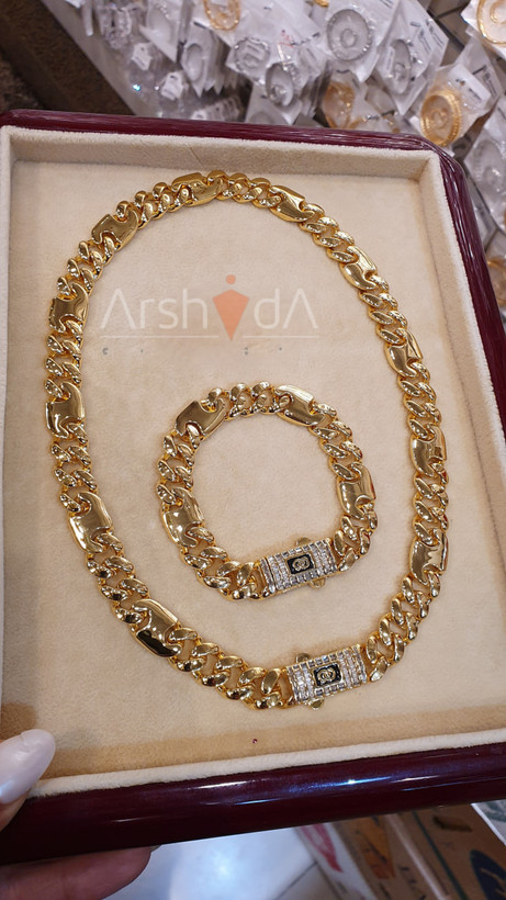 ست گردنبند و دستبند موناکوچین وارداتی آبکاری طلا ۱۸ عیار و نانو پولیش تک