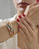 کالکشن انگشتر و دستبند زنانه بامبو با آبکاری طلای ۱۸ عیار - رنگ شامپاینی