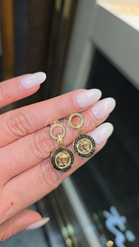 ست گردنبند، دستبند و گوشواره زنانه ورساچه با آبکاری طلا ۱۸ عیار و طرح خاص