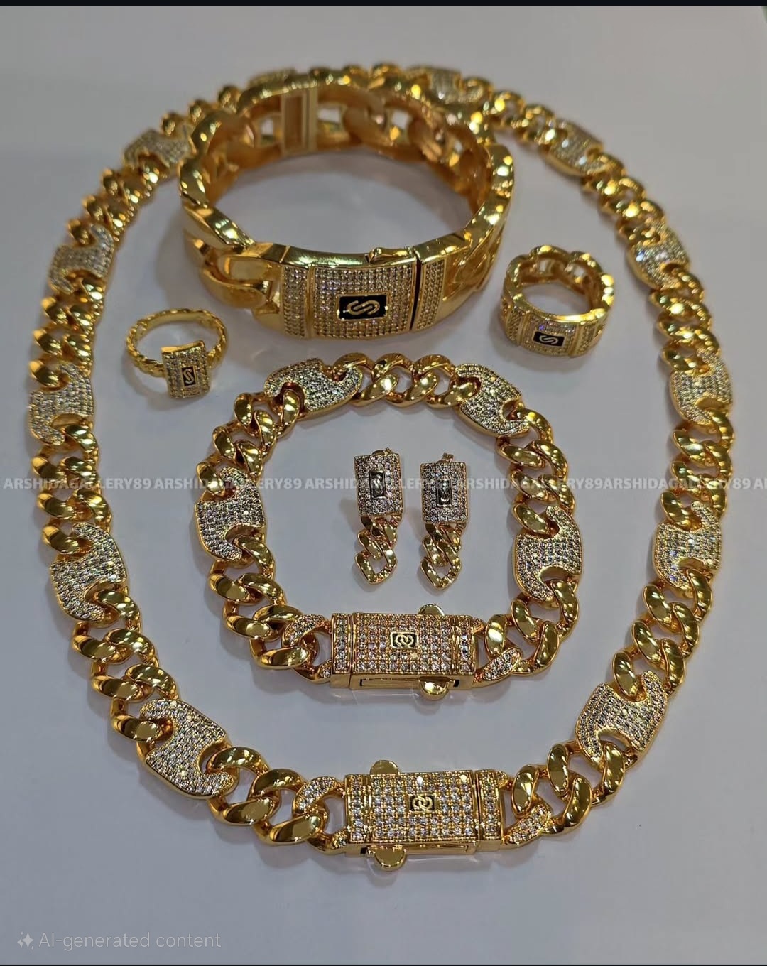 ست گردنبند و دستبند انگشتر گوشواره موناکوچین وارداتی آبکاری طلا ۱۸ عیار و نانو پولیش تک با نگین