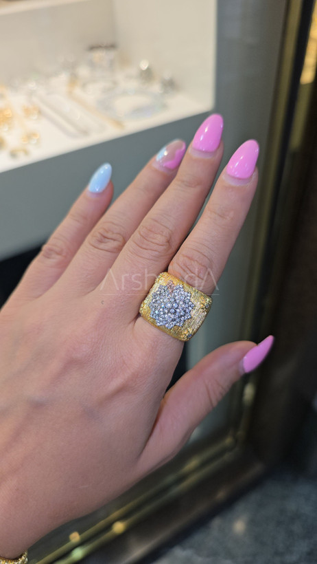 ست دستبند و انگشتر زنانه بوچلاتی با آبکاری طلا و نگینهای زیرکونیوم مخراجی