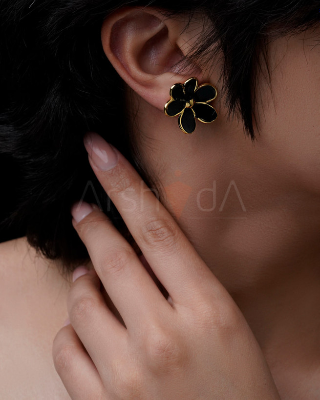 گوشواره میناکاری زنانه طرح گل شکوفه فلورانس