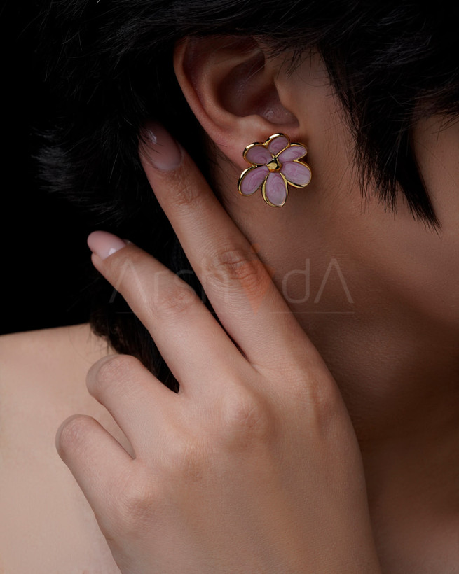 گوشواره میناکاری زنانه طرح گل شکوفه فلورانس