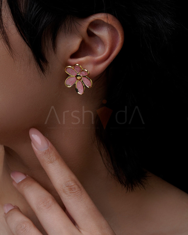 گوشواره میناکاری زنانه طرح گل شکوفه فلورانس