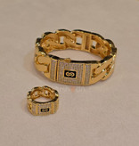 ست زنانه دستبند و انگشتر موناکو با نگین زیرکونیوم و آبکاری طلا ۱۸ عیار