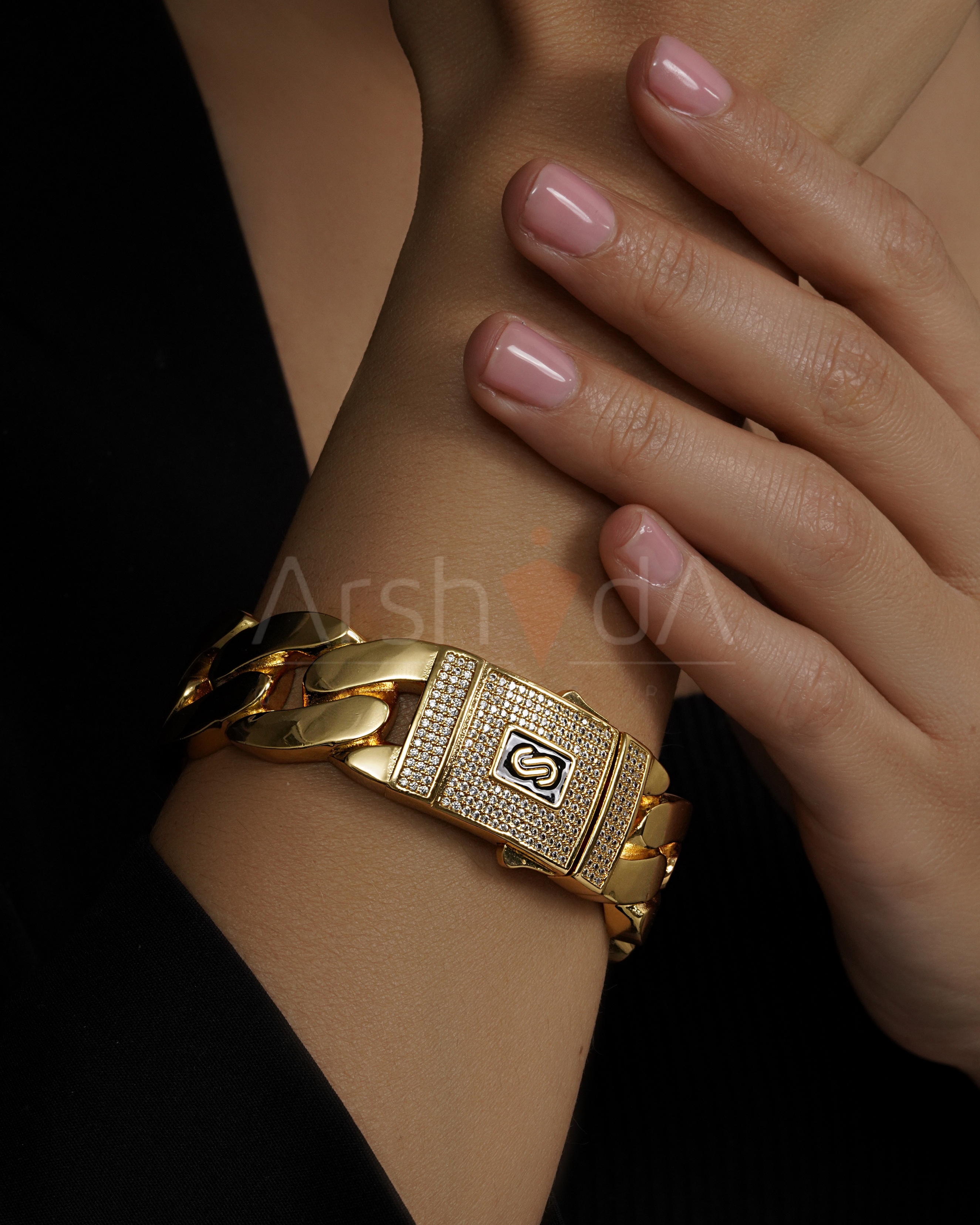 ست زنانه دستبند و انگشتر موناکو با نگین زیرکونیوم و آبکاری طلا ۱۸ عیار