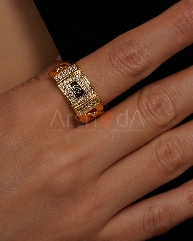 ست زنانه دستبند و انگشتر موناکو با نگین زیرکونیوم و آبکاری طلا ۱۸ عیار