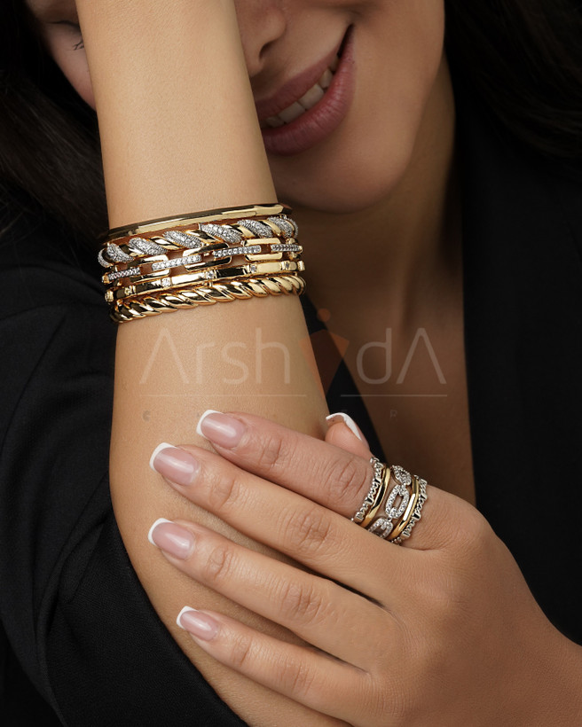 بنگل و انگشتر زنانه پورتوفینو با آبکاری طلای ۱۸ عیار و رادیوم