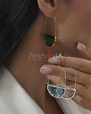 گوشواره زنانه کریستالی سوارووسکی با پایه استیل حک شده آبکاری طلای 18 عیار و رادیوم نانو رنگ ثابت