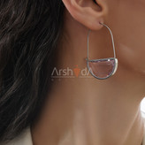 گوشواره زنانه کریستالی سوارووسکی با پایه استیل حک شده آبکاری طلای 18 عیار و رادیوم نانو رنگ ثابت