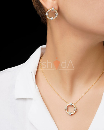 نیم ست زنانه طرح تیفانی مدل ایکس در دو رنگ طلایی و رادیوم با نگینهای درخشان مخراجکاری شده