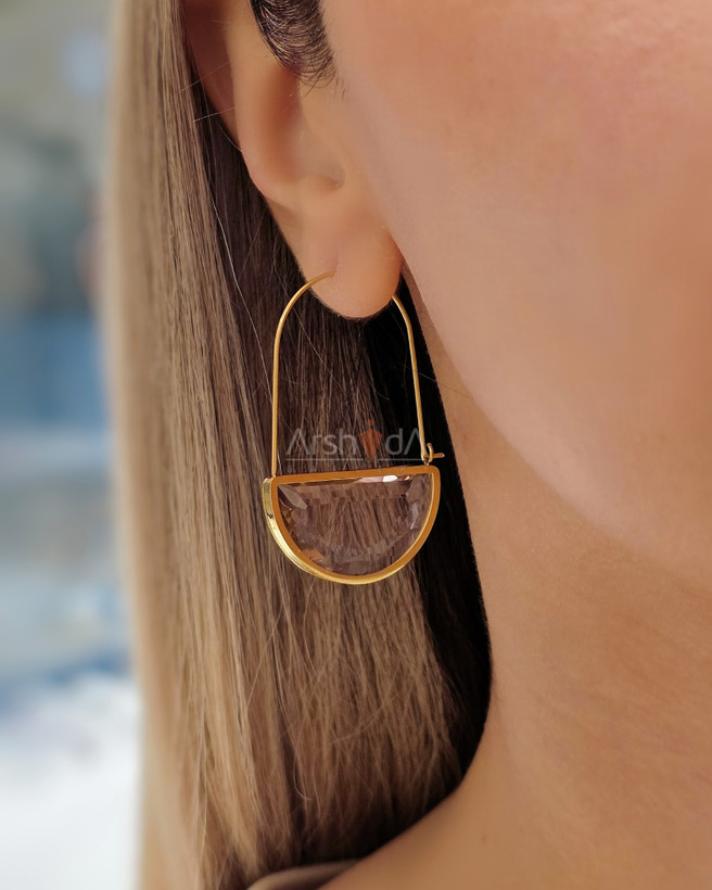 گوشواره استیل سواروسکی با آبکاری طلای ۱۸ عیار