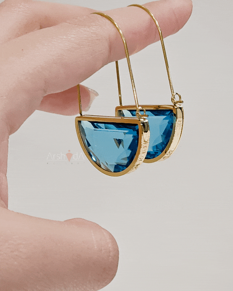 گوشواره استیل سواروسکی با آبکاری طلای ۱۸ عیار