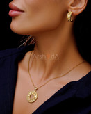 سرویس زنانه زولیا آبکاری طلای ۱۸ عیار شامل گردنبند مدال گرد دستبند بنگل انگشتر و گوشواره
